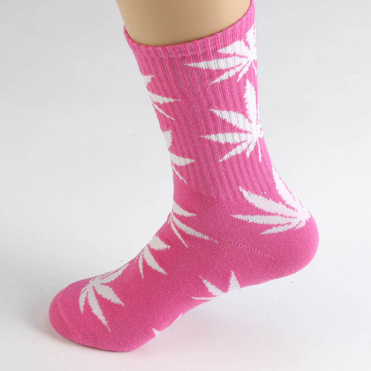 Men Street Funny Sport Crew Socks Bulk Wholesale Combed Cotton Hip Hop Fashion Weed Hemp Leaf Couple Socks