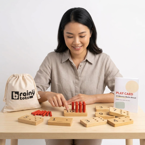 Bloques de números de madera Brainy Tots con palitos rojos, juguete educativo de matemáticas para niños, aprendizaje de conteo y aritmética - Product Image 1