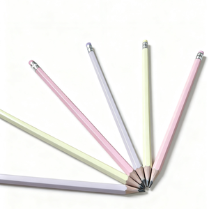 Ensemble <span class=keywords><strong>de</strong></span> 12 crayons HB en plastique <span class=keywords><strong>de</strong></span> couleur macaron hexagonale <span class=keywords><strong>de</strong></span> 7,5 pouces avec gomme, logo et emballage personnalisés, certifié EN71 ISO - Product Image 1