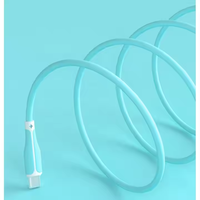 Cable USB Tipo-C de Carga Rápida de Silicona Líquida al por Mayor con Luz LED, Cubierta de Nailon, Escáner de Código de Barras, Impresora, Cargador, Multicolor, 1m