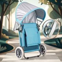 Chaise pliante d'extérieur pour plage et camping avec auvent et roues, convertible en chariot roulant portable et inclinable pour voyage et plage