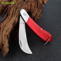 Couteau pliant SUNSHINE 3CR13 en acier inoxydable industriel avec lame en acier inoxydable et manche en aluminium pour l'élagage, la bouture et le greffage