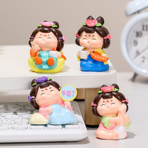 Figurines en résine de dames de la dynastie Tang, ensemble multi-pièces, décoration de la maison, salon, bureau, cadeau, style traditionnel - Product Image 3