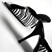 Nouvelles sandales sexy pour femmes à imprimé zèbre en crin de cheval, mules à bout pointu, talons hauts, pantoufles à coupe large, chaussures léopard