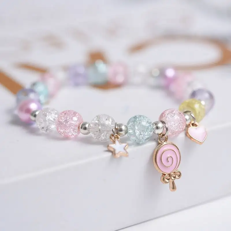 Heißer Verkauf Entzückende Makers land Süße Popcorn perlen Armband Freundschaft sglas Armbänder für Mädchen Star Moon Cloud Flower