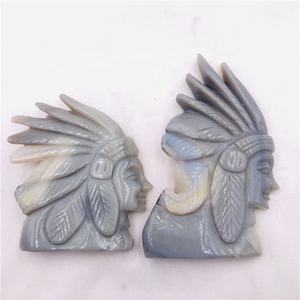 Vente en gros d'agate de tête indienne, en cristaux de guérison naturels, sculptée à la main, pour la décoration, 1 pièce - Product Image 4