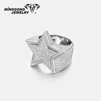 Bague personnalisable en argent S925 et or massif (10K/14K) Moissanite VVS Iced Star Style Hip-hop pour hommes et femmes