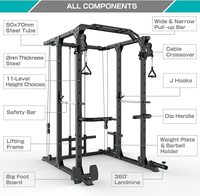 Rack à squats multifonctionnel avec machine Smith, structure métallique, design écologique pour une utilisation universelle et des entraînements complets du corps