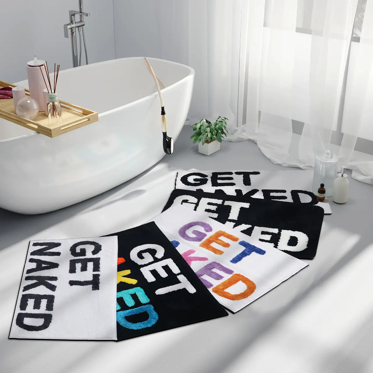 Funny Bathroom Decor Get Naked Bathroom Rugs Non slip Cute Bath Rugs Mat for Tub