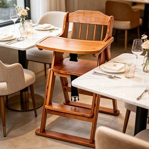 Chaise haute moderne en bois massif, certifiée sécurité, réglable en hauteur, écologique et durable pour bébés et enfants, chambre et cuisine - Product Image 3