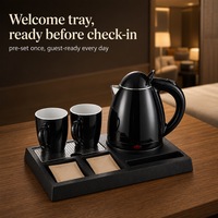 Bouilloire électrique pour chambre d'hôtel 0,8 L, station à thé avec plateau, station de boissons en chambre, plateau de bienvenue, fournitures hôtelières en gros
