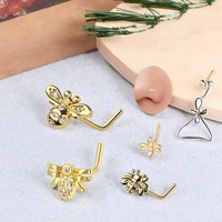 Bijoux de nez indiens pour femmes 20G L Bend Bee Nose Stud Ring Fashion Body Jewelry for Nose Piercing New Trendy Design