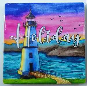 The <b>Ceramic</b> <b>Coasters</b> of the Ocean and Beach Leisure Series Feature a Unique Design. - Product Image 2