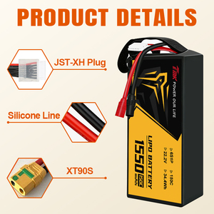 Batteria LiPo FPV 150C da 5 Pollici 1550mAh 6S 22.2V, Direttamente dalla Fabbrica, Batterie FPV ad Alta Velocità per Aeromodelli RC e Droni FPV - Product Image 4