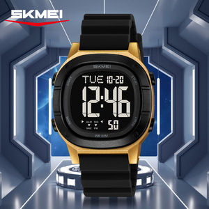 Skmei Digital Watch Men 50M Waterproof Silicone Strap Gold Black Sport Watch - Product Image 1