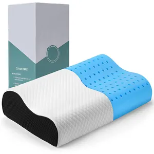 Contour Memory Foam Pillow Neck Pillows for Pain Relief Sleeping Cooling Gel Ventilated Ergonomic Cervical Pillow