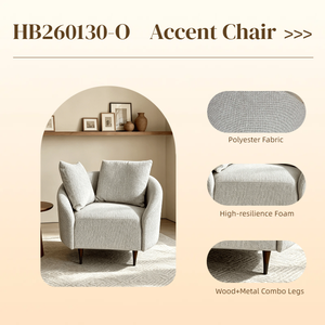 Fauteuil d'appoint moderne et minimaliste pour salon, avec pieds en bois massif et coussins de dossier réglables, idéal pour salon et hôtel - Product Image 4