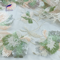 Tissu en maille métallique brodé de paillettes de haute qualité, luxe, haute couture, 100% nylon, hexagonal, pour robe de mariée