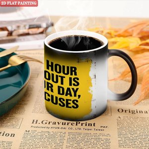Magic Color Changing Mug 11oz <b>Ceramic</b> Heat Activated Frosted Black Daily Drinking <b>Cup</b> - Product Image 5