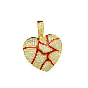 <span class=keywords><strong>2025</strong></span> Hip Hop unik Bling Bling grosir kualitas tinggi berlapis emas desain hati rusak liontin cinta - Product Image 5