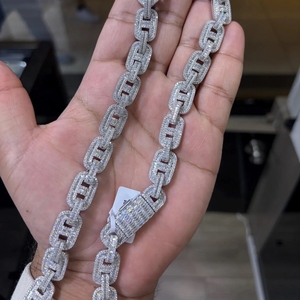 Rich Vibes 12mm Vvs Moissanite Custom Clasp <b>Iced</b> <b>Out</b> Paperclip Link <b>Chain</b> 925 Sterling Silver Bling Bling Cuban Link <b>Chain</b> - Product Image 1