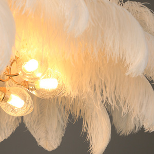 Soffici piume marrone luci a sospensione 120cm Art piume di struzzo lampadario soggiorno camera da letto decorazione per la casa lampada da <span class=keywords><strong>soffitto</strong></span> - Product Image 4