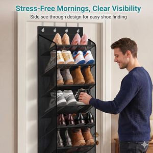 Over The Door <b>Shoe</b> Organizer 8 Pockets Foldable Hanging Rack For Closet <b>Shoes</b> <b>Storage</b> Black Oxford Fabric - Product Image 5
