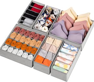<b>6</b> Pack Sock Underwear <b>Drawer</b> Organizer Dividers 58 Cell Foldable Non-Woven Fabric Modern Dresser Closet Organizers Storage Bins - Product Image 1