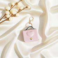 Porte-clés mini pochette en cuir PU gaufré cœur mignon, multicolore, avec anneau porte-clés, accessoire décoratif pour sac, cadeau quotidien pour femme