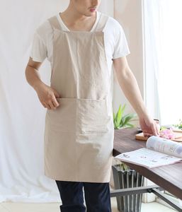 Tabliers de cuisine vintage en coton et lin sans nœuds, personnalisables avec logo, pour chefs, cuisiniers, pâtissiers et restaurants (vente en gros) - Product Image 2