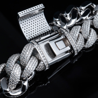 Bracelet Cuban Link Iced Out Moissanite Diamant de laboratoire Argent Or 18 carats Hip Hop Homme Micro Pavé Fermoir Boîte Verrou de sécurité