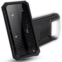 Batterie externe 20000mAh, banque d'alimentation solaire, lampe torche LED SOS 5W, charge rapide, portable, étanche, pour téléphone portable