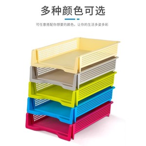 Colorful Plastic Storage <b>Baskets</b> Rectangle <b>Stackable</b> For Office Student Neatening Storage - Product Image 2