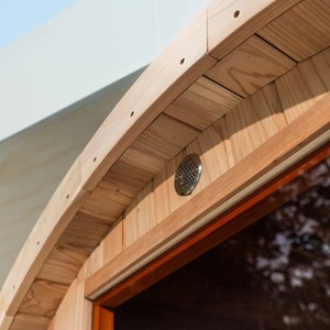 Outdoor Solid Wood Barrel Sauna Electric Heating Rustic Design Plug Powered 220-240V for Garden Use - Product Image 3