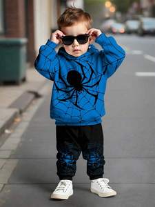 <span class=keywords><strong>Ensemble</strong></span> sweat à capuche imprimé numérique 3D <span class=keywords><strong>Spider</strong></span>-<span class=keywords><strong>Man</strong></span> rouge et bleu, nouvelle collection printemps-automne 2026 pour enfants - Product Image 2
