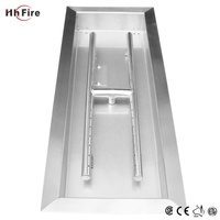 Brûleur linéaire de feu extérieur en acier inoxydable argenté et poêle à brasier rectangulaire pour brûleur de système de foyer