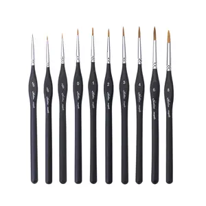 Hot Sale Miniature Small Big Size Detail Paint Brushes 10pcs Set Gouache Paint Brush Set For Student And Artist