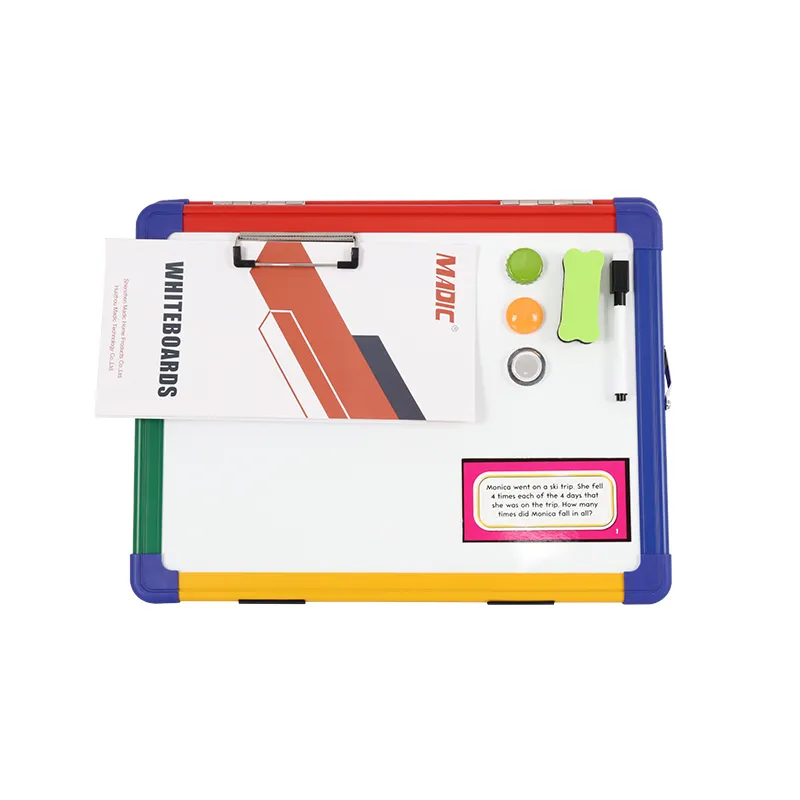 Quadro branco portátil de 9x12 polegadas para crianças, quadro branco com borda de plástico colorido, magnético para ensino e aprendizagem escolar