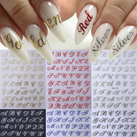 Autocollants pour ongles avec lettres de police gothique, autocollants pour ongles avec alphabet gothique, lettres simples, décorations pour ongles