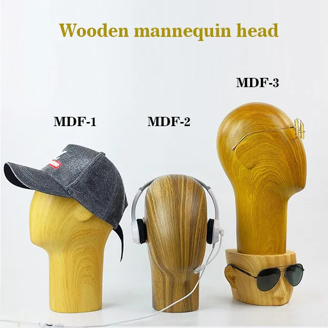 Wholesale Wood Display Racks Stand Wood Head Wooden Mannequin Head for hat scarf for Earphone Display