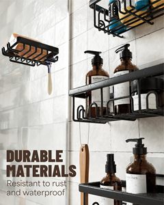 Hiện đại 6-Pack dính treo tường vòi hoa sen kệ giá phòng tắm lớn kệ trong kim loại vòi hoa sen Caddy thiết kế - Product Image 2