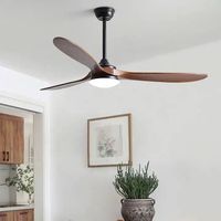 Ventilateur de plafond avec caméra cachée, conversion de fréquence en bois massif de 52 pouces avec éclairage
