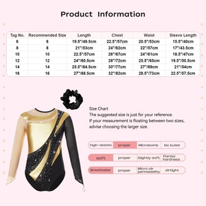 Ensemble de danse pour filles de 6 à 16 ans, justaucorps avec bandeau pour cheveux, danse de salon, gymnastique, patinage, spectacle sur scène, compétition - Product Image 6