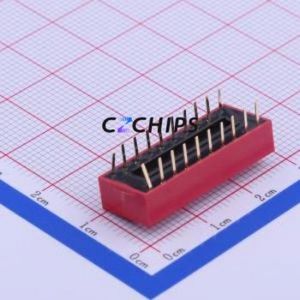 DS-10RP DIP Switch Through hole Component (THT) Switch Flat Toggle, Raised Type Single Pole Single Throw 10 PC Pin - Product Image 2