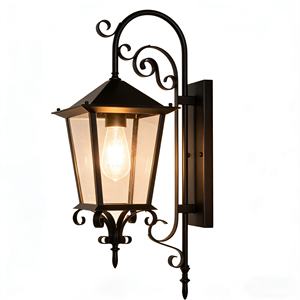 Lampe murale extérieure de jardin rétro noire de grande taille E27, étanche, lampe murale LED rétro pour villa, cour, couloir - Product Image 1