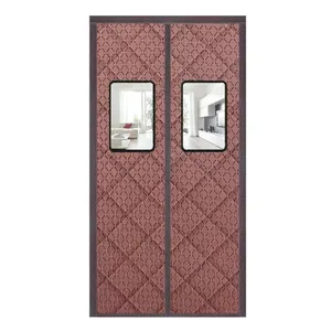 Tirai termal magnetik coklat, layar pintu katun terisolasi musim dingin