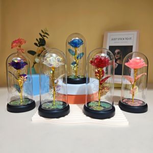 Rosa <span class=keywords><strong>Regalo</strong></span> <span class=keywords><strong>per</strong></span> <span class=keywords><strong>San</strong></span> <span class=keywords><strong>Valentino</strong></span>, Rosa con Foglia d'Oro <span class=keywords><strong>per</strong></span> <span class=keywords><strong>Lei</strong></span>, Rosa della Bella e la Bestia con Luce - Product Image 1