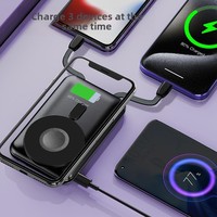 Power Bank Nirkabel Magnetik Pengisian Cepat Semi-Solid 10000 MAh dengan Kabel Ganda Terpasang Sumber Daya Portabel Aman Anti-Ledakan