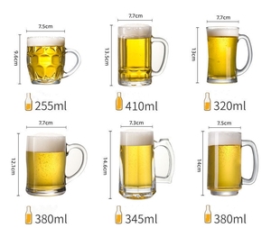 Vente en gros Tasses à bière en verre transparent Chope à boisson avec poignée - Product Image 4