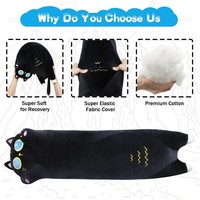 Coussin en peluche chat noir japonais long, animal en peluche chat noir, peluche chat kawaii, coussin corporel mignon et câlin pour dormir et s'entourer